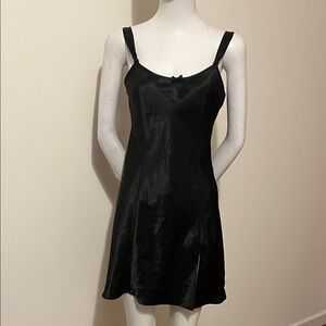 Morgan Taylor Intimates Elegant Black Satin Slip Dress